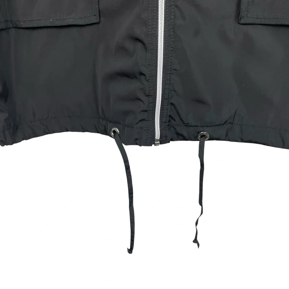Michael Michael Kors | Black Long Line Windbreaker Zip Jacket
